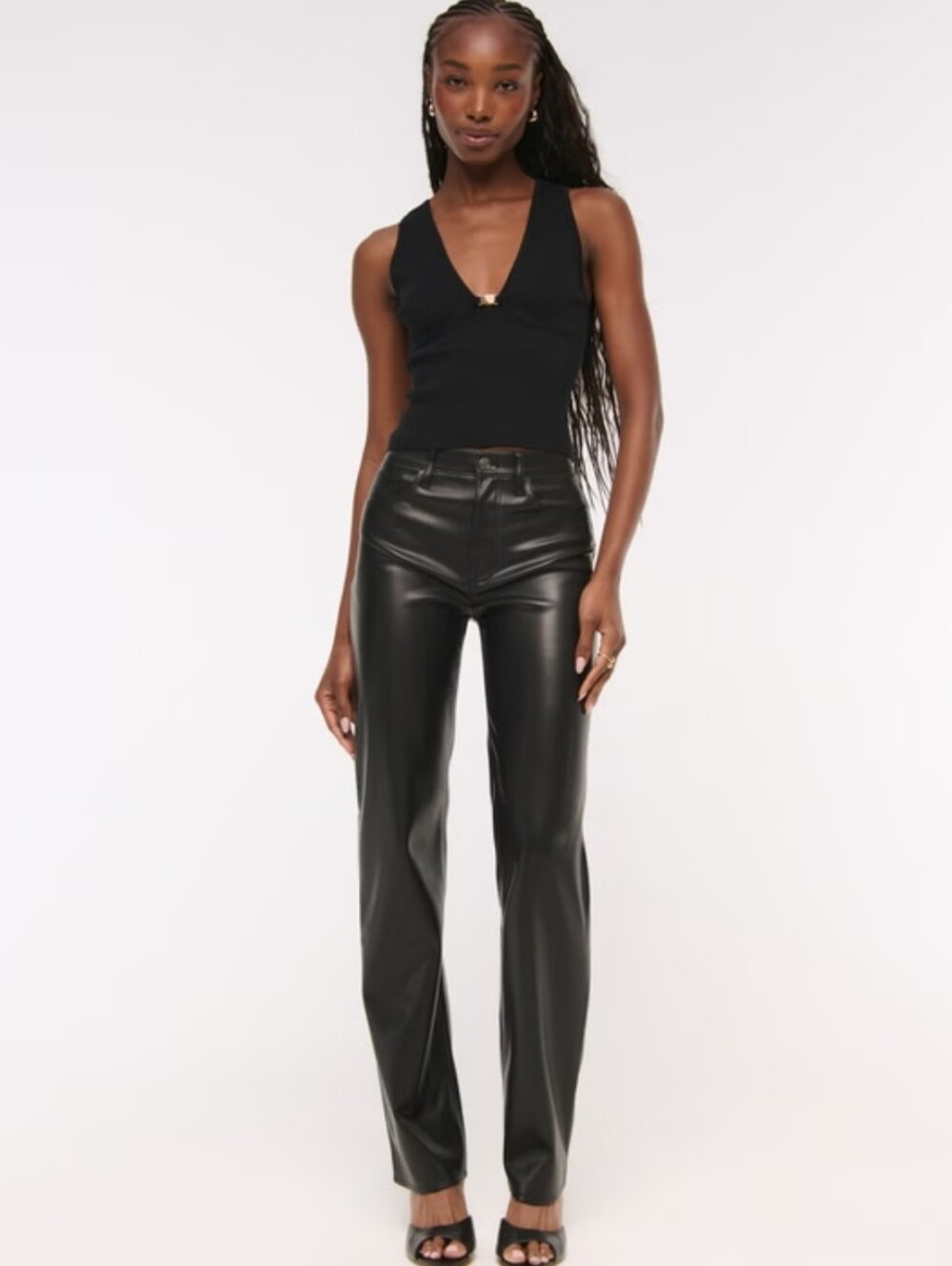 Abercrombie & Fitch The 90s Relaxed Vegan Leather Pants Ultra High Rise Size 31